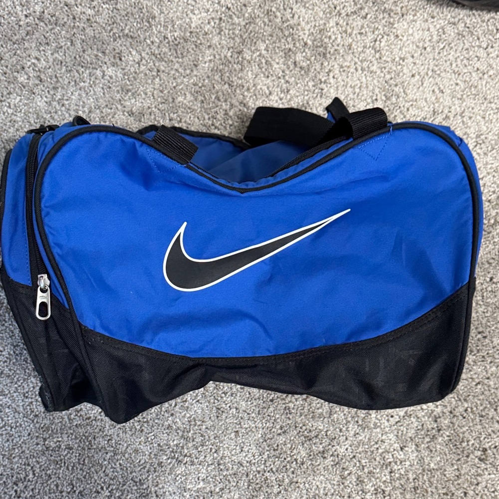 Nike Royal Blue and Black Sports Duffel with White Swoosh